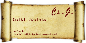 Csiki Jácinta névjegykártya